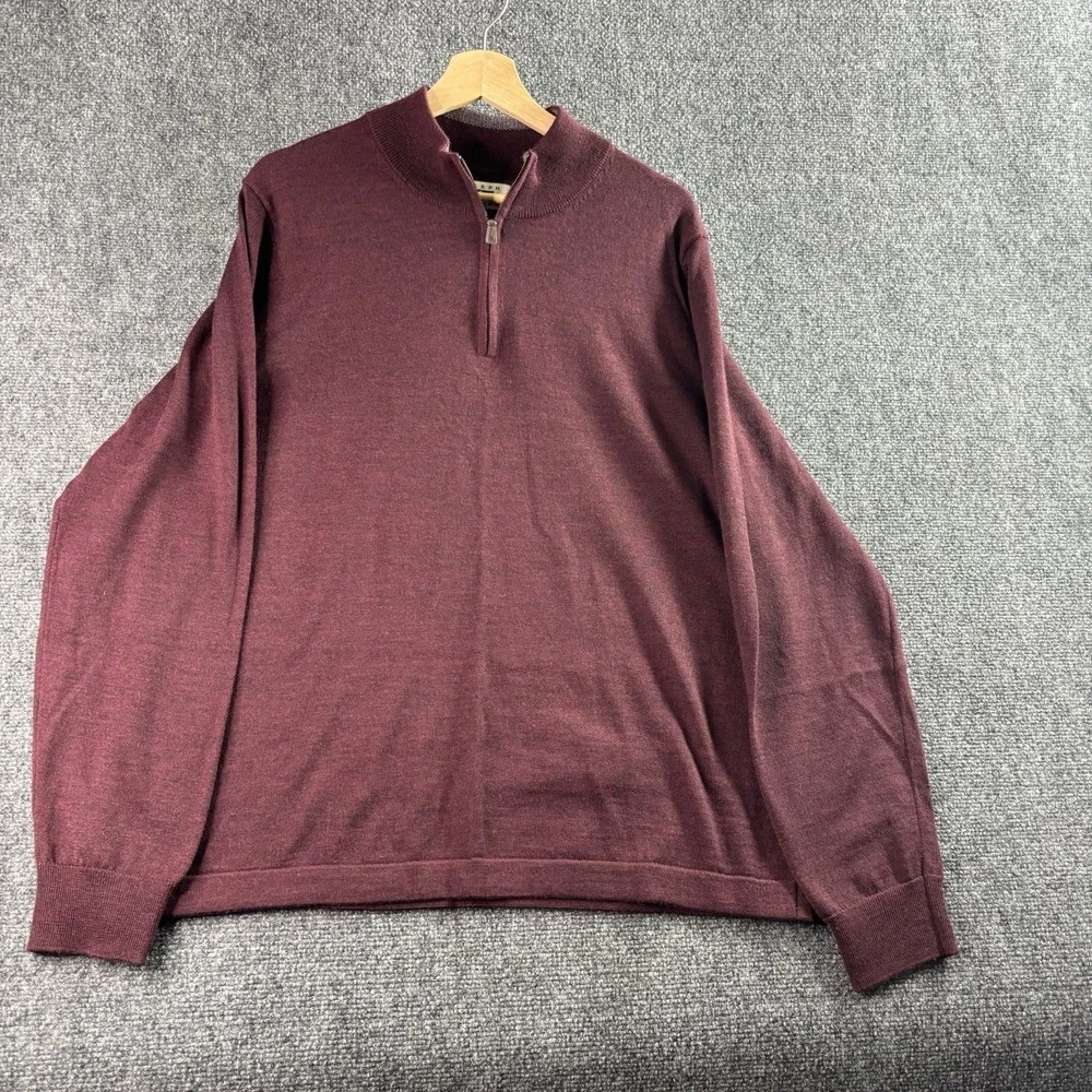 Joseph Abboud Merino Wool Blend Quarter Zip Sweater XL Red Pullover